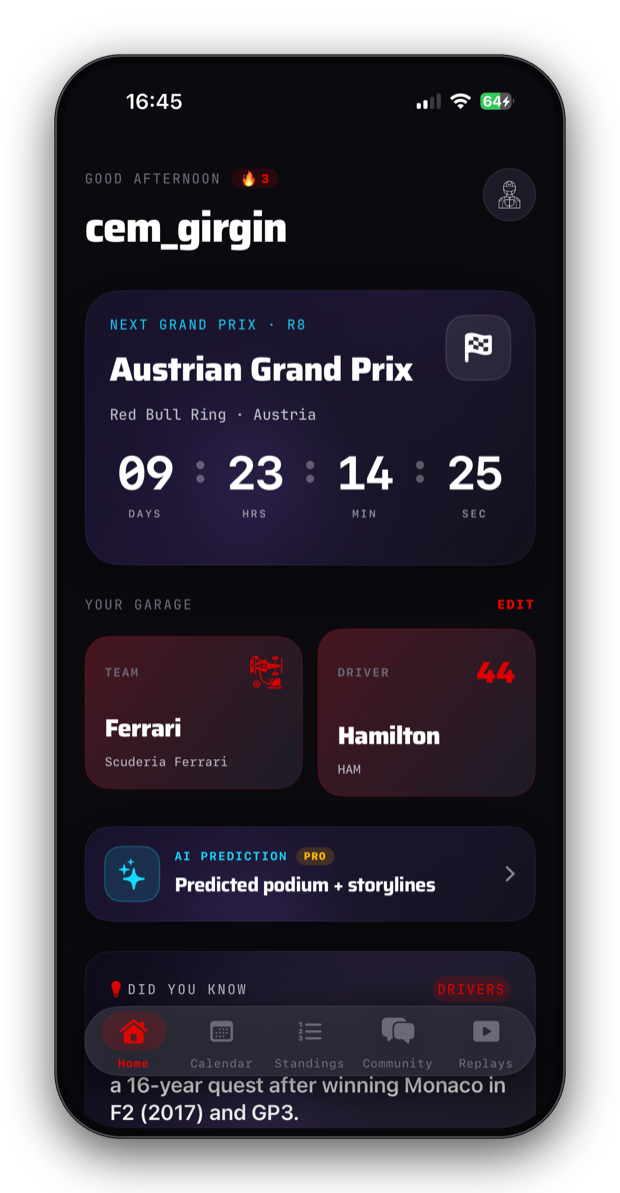 Pitwall home